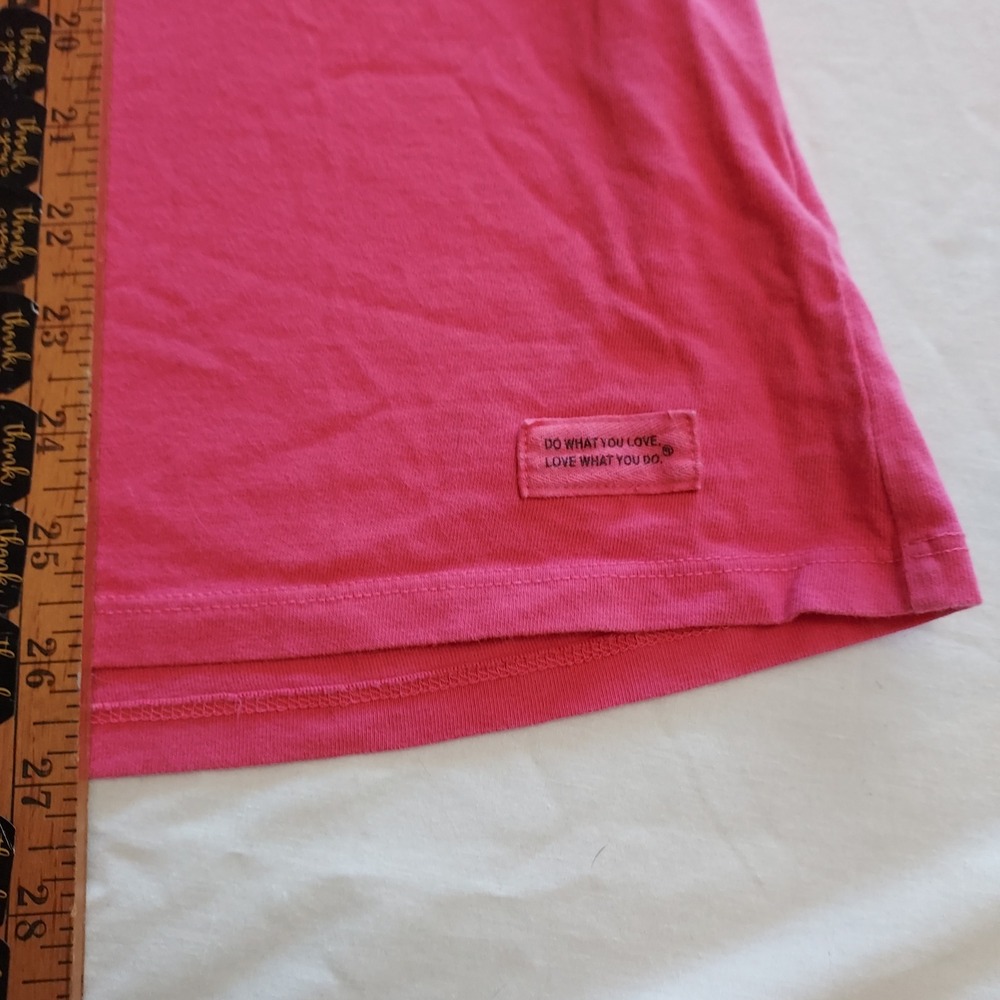 Life is Good Pink Knitten Cat Lady Knitter Yarn Crusher Tee V-Neck T-Shirt L - Picture 7 of 7